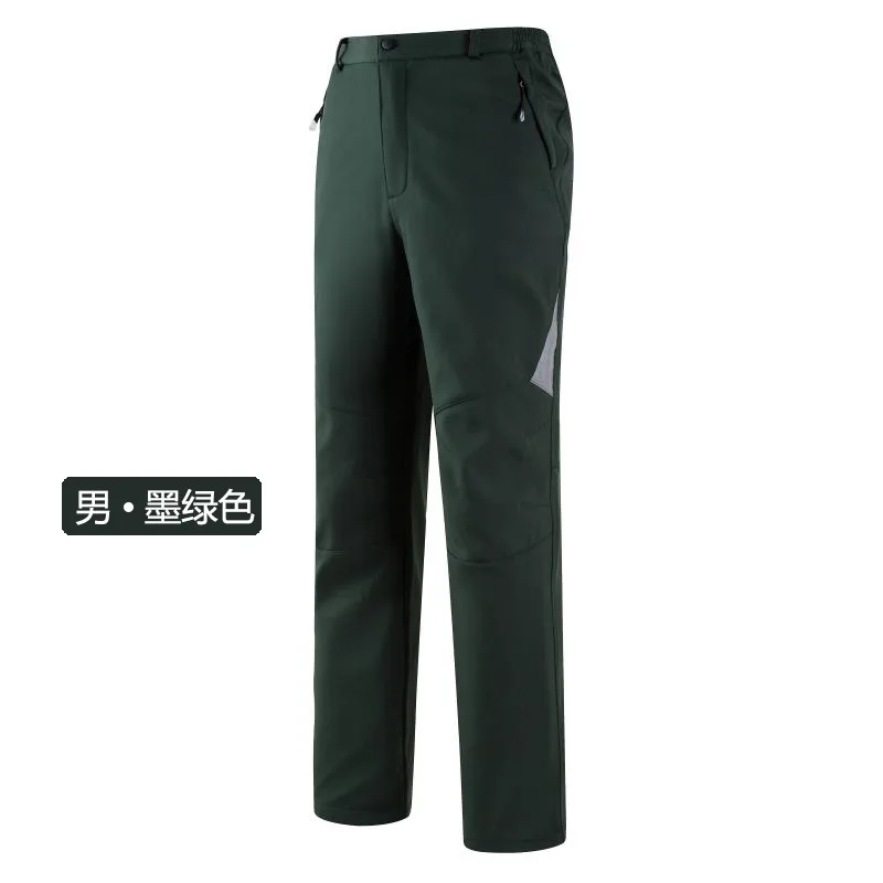 thick men dark green Мужская уличная спортивная одежда, брюки, походные брюки для бега, мужские wo мужские флисовые брюки для охоты, кемпинга, катания на лыжах, четыре сезона, спортивные штаны - Цвет: thick men dark green