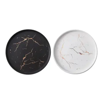 

Marble Ceramic Round Steak Dinner Plates Hotel Black Striped Kitchen Utensils Porcelain Creative Nordic Dessert Snack Dishes