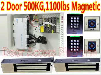

PSU Power supply Box 2 Door Controller PCB Web IP+Code/EM ID Reader 2 Door 500KG Magnetic Lock+TCP/IP Network Remote Control kit