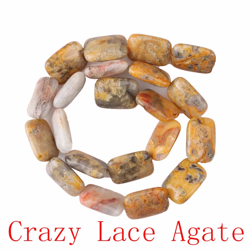 Натуральная Прямоугольная форма камня свободные бусины 13X18 мм DIY ручной работы разделитель бусины браслеты ожерелье для женские украшения изготовление - Цвет: Crazy Lace Agate