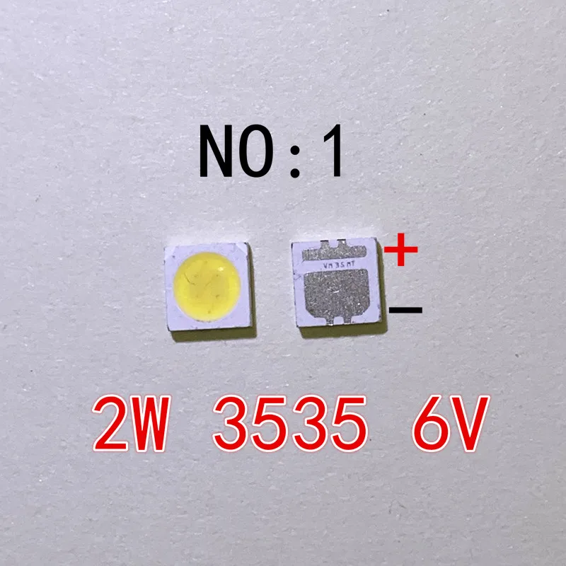 100 шт./лот 3535 6V 2W SMD Холодный белый светодиодный высокой мощности для lcd/tv подсветки - Испускаемый цвет: NO1