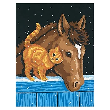 

Paint By Numbers Kits for Adult, DIY Canvas Painting for Adults Beginner-Horse and Cat