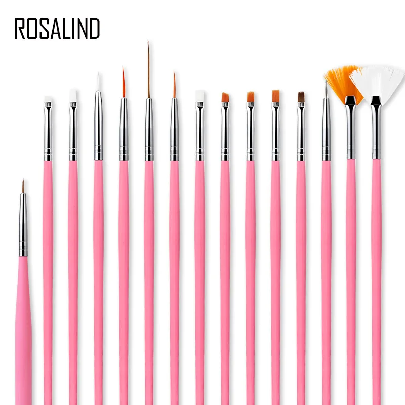 ROSALIND 15 шт./Партия набор кистей для ногтей для маникюра кисть для точечного нанесения ручки гель лак для ногтей инструменты маникюрный набор ручка