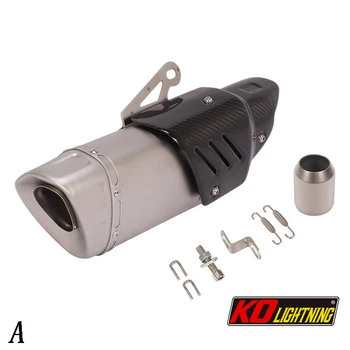 51mm Universal Motorcycle Exhaust Tail Pipe With Silencer Stainless Steel 470/450mm Exhaust System Modified For ATV Street Bike