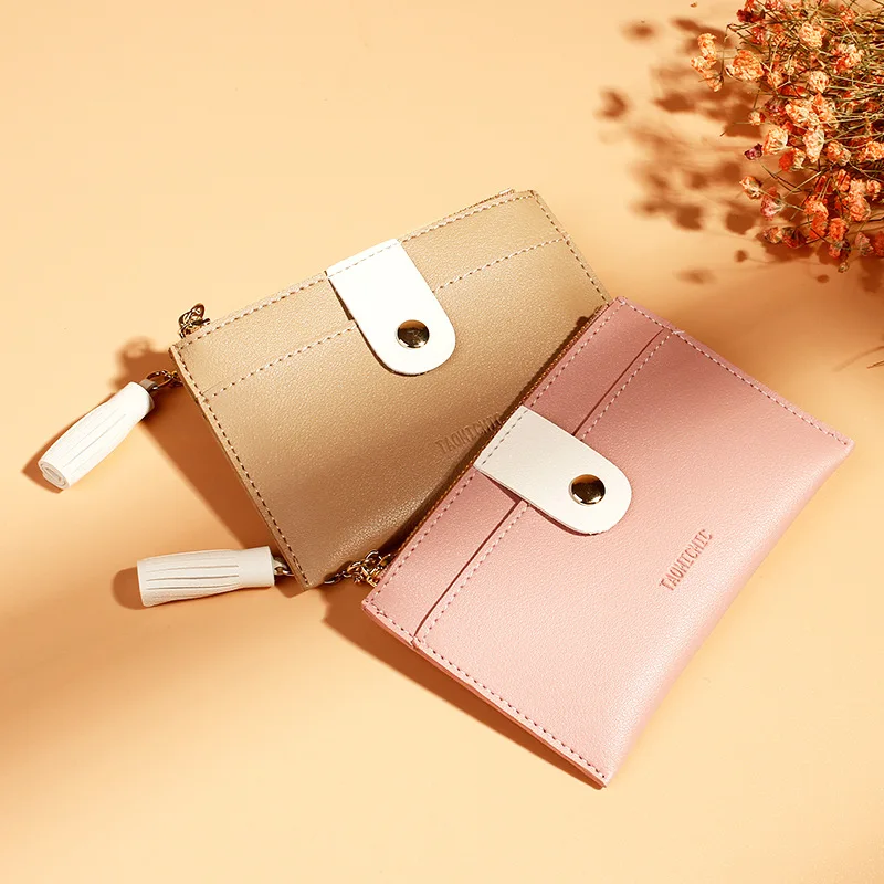 

Mini Luxury Leather Women Chain Wallet Simple Small Girls Purse Women Little Zipper Wallet Casual Ladies Clutch Coin Purses New