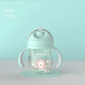 

New Baby PPSU Baby Safety Slide Straw Cup Leak-proof and Drop-proof with Handle Wide-caliber Baby Cup Learning Drink Cup