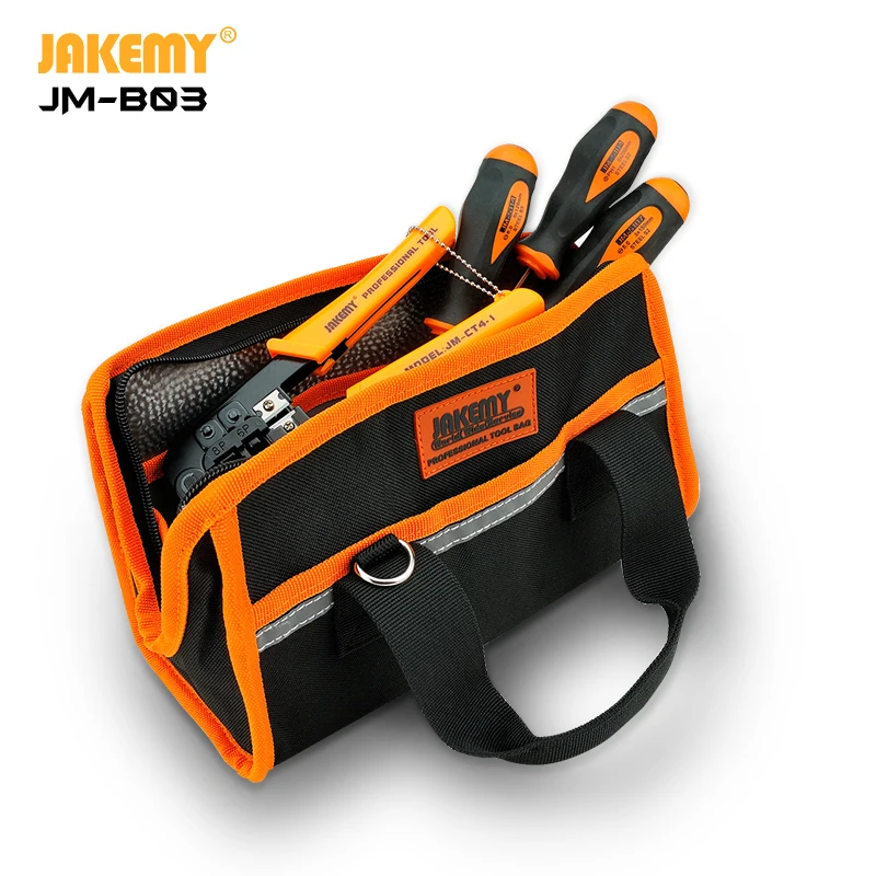 JAKEMY B03 Durable Hardware Tool Storing Oxford Fabric Tool Bag with Sturdy Zipper Good for Accessories Storage