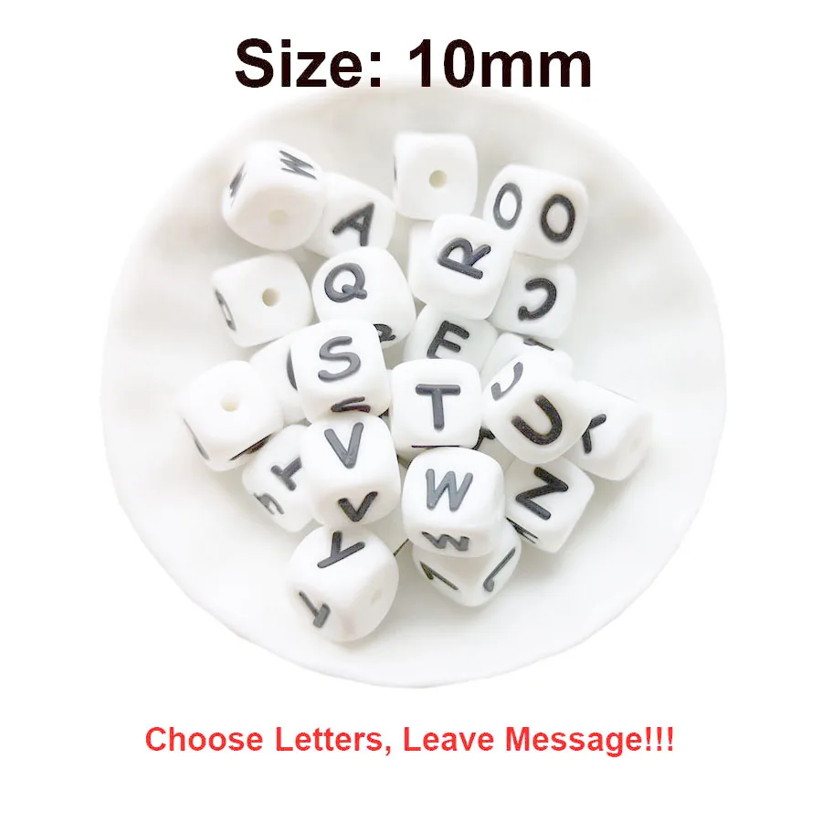 100pcs English Letter Silicone Alphabet Beads 10mm Silicone Cube Teether Beads DIY Name on Baby Teething Jewelry Nursing Toys 3