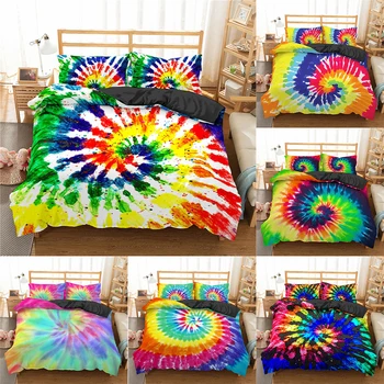

Bo Niu Color Tie dye Bedding Set 3D Comforter Cover Bed Cover Colorful bedding Set King Size For Home textiles
