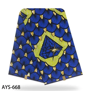 

Blue wax fabric 6 yards per lot African wax fabric Ankara African wax printed fabric for sewing clothing AYS-672
