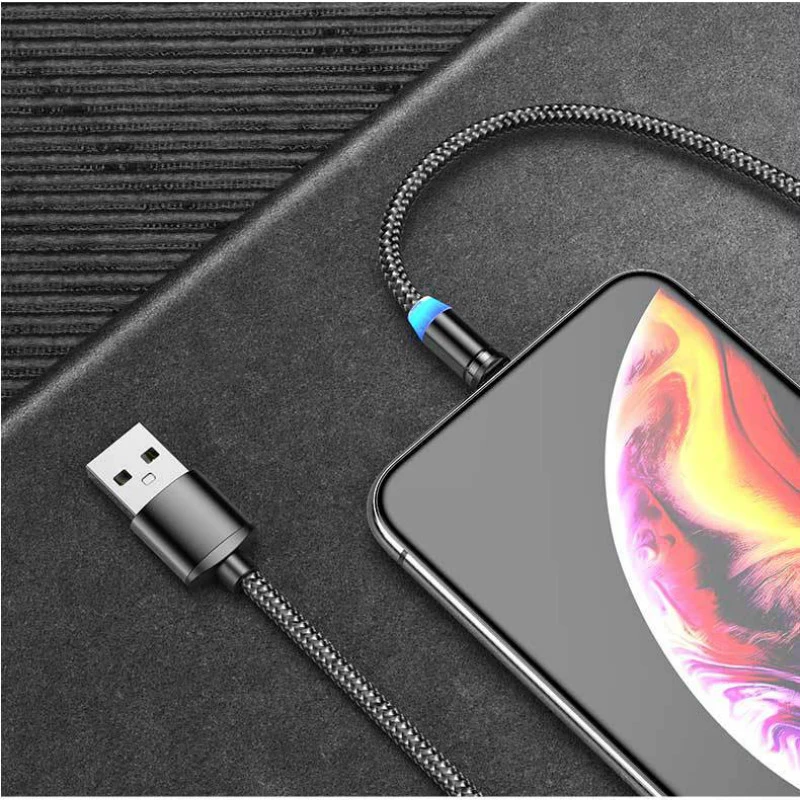 Bozhu 3A Быстрая зарядка Магнитный СВЕТОДИОДНЫЙ модуль панели управления type C кабель светодиодный нейлоновый Плетеный type-C магнитное зарядное устройство для samsung iPhone XS 7 1 м