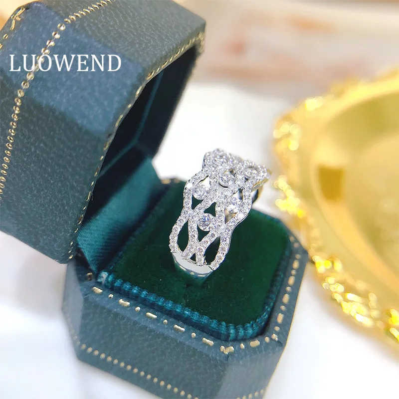 Кольцо LUOWEND из белого золота 100% пробы 18 К | Украшения и аксессуары