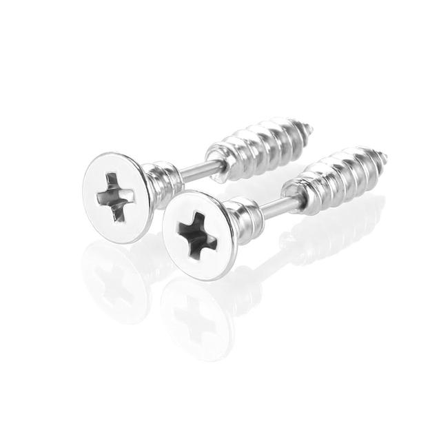 Screw Punk Earrings Men Stainless Steel Unisex Punk Stud Earring Rock Gothic Fake Ear Plug Cheater Piercing Helix Jewelry