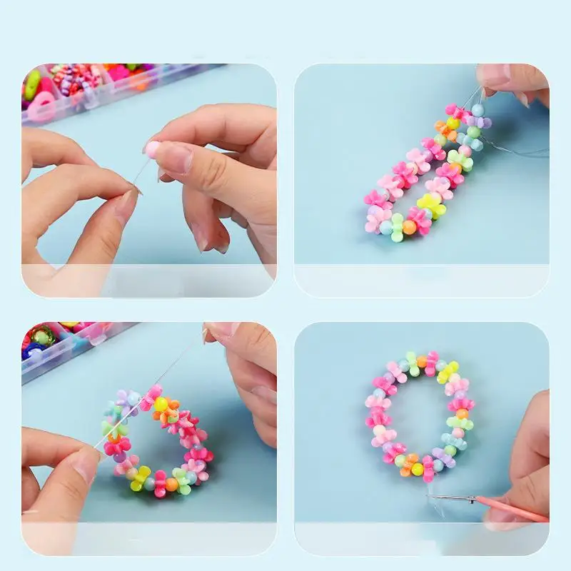 1Box Silicone Beads For Bracelet Making Kit Macaroon Color Beads Set LOVE  Letter Acrylic Beads Flower Pendant Alloy Clasp Cord For Beaded Bracelets  And Ankles DIY Jewelry Girl Gift Set