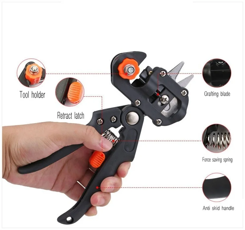 2 Blades Pruning Shears Handheld Handheld Fruit Tree Seedling Grafting Machine Household Gardens Knife Cutting Grafting Tool Set