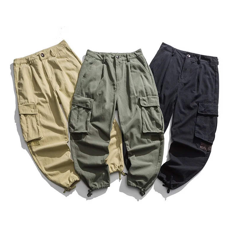 

Wesley Studio 2020 Spring Large Pocket Webbing Workwear Pants Men's Loose-Fit Japanese-style Casual Pants Men's Trousers