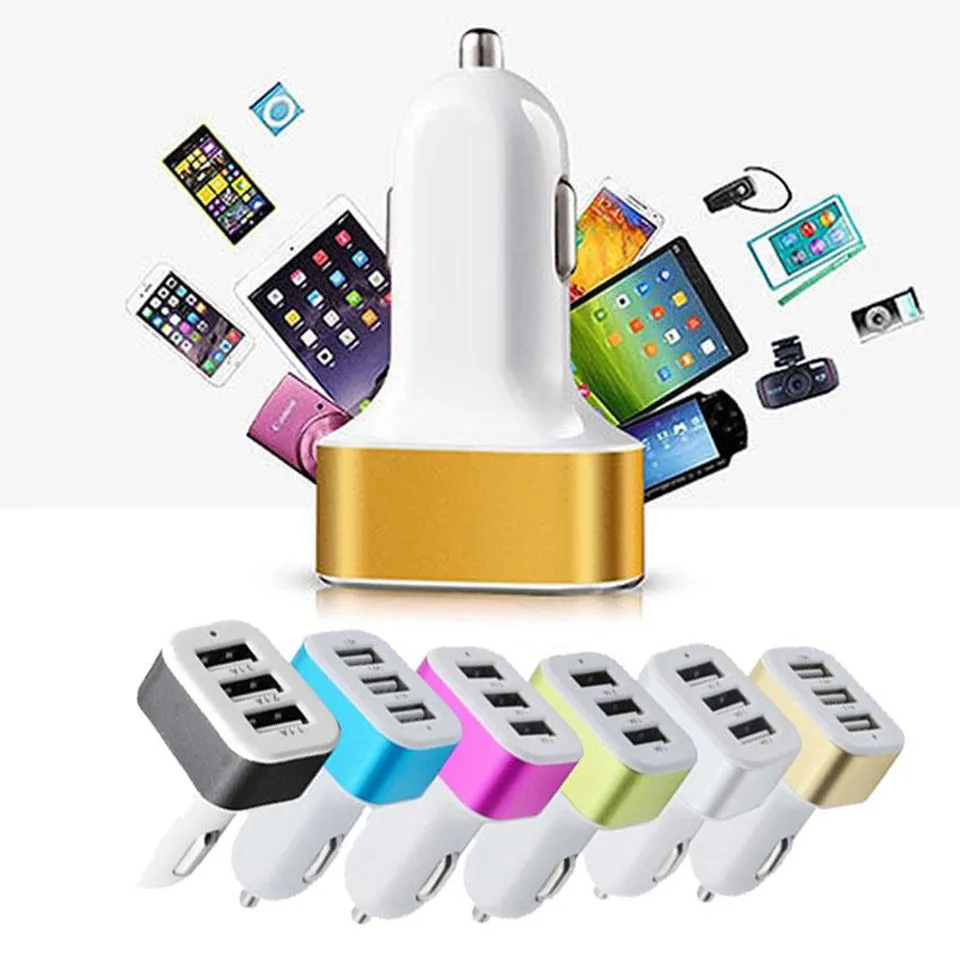 

3-port mini universal 3USB car charger adapter 5V 2.1A + 1A for iPhoneXI XI R MAX 2019 smartphone for Samsung for xiaomi huawei
