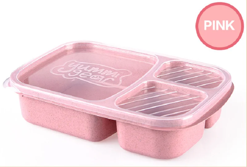 pink Microwavable ланч бокс пластик, не содержащий вра разделенный ланчбокс для взрослых детей студентов детей Bento box квадратный контейнер для еды AT108 - Цвет: pink