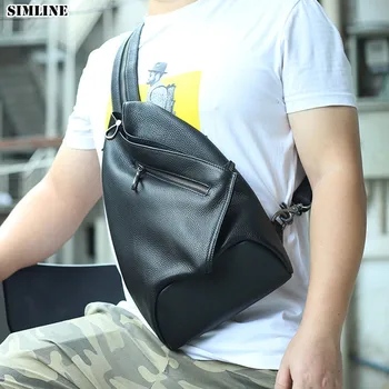 

Genuine Leather Chest Bag Men Women Vintage Cowhide Multi Function Travel Shoulder Crossbody Bag Chest Bags Backpack For Male