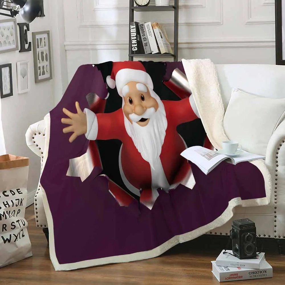 Autumn And Winter Adult Children Santa Gingerbread Man Reindeer Double Thick Cashmere Christmas Blanket 2020 New Tapes | Дом и сад