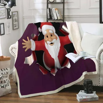 

Santa Claus Gingerbread Man reindeer double layer thickened cashmere Christmas blanket 2020 new Christmas tapestry