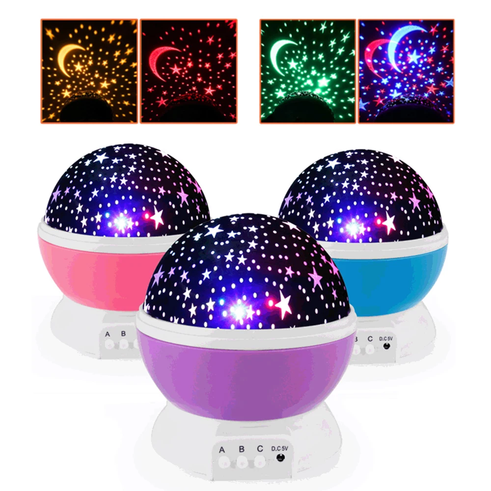 

LED Night Light Projector Star Moon Sky Rotating Battery Operated Bedside Lamp For Children Kids Baby Bedroom Nursery Gifts