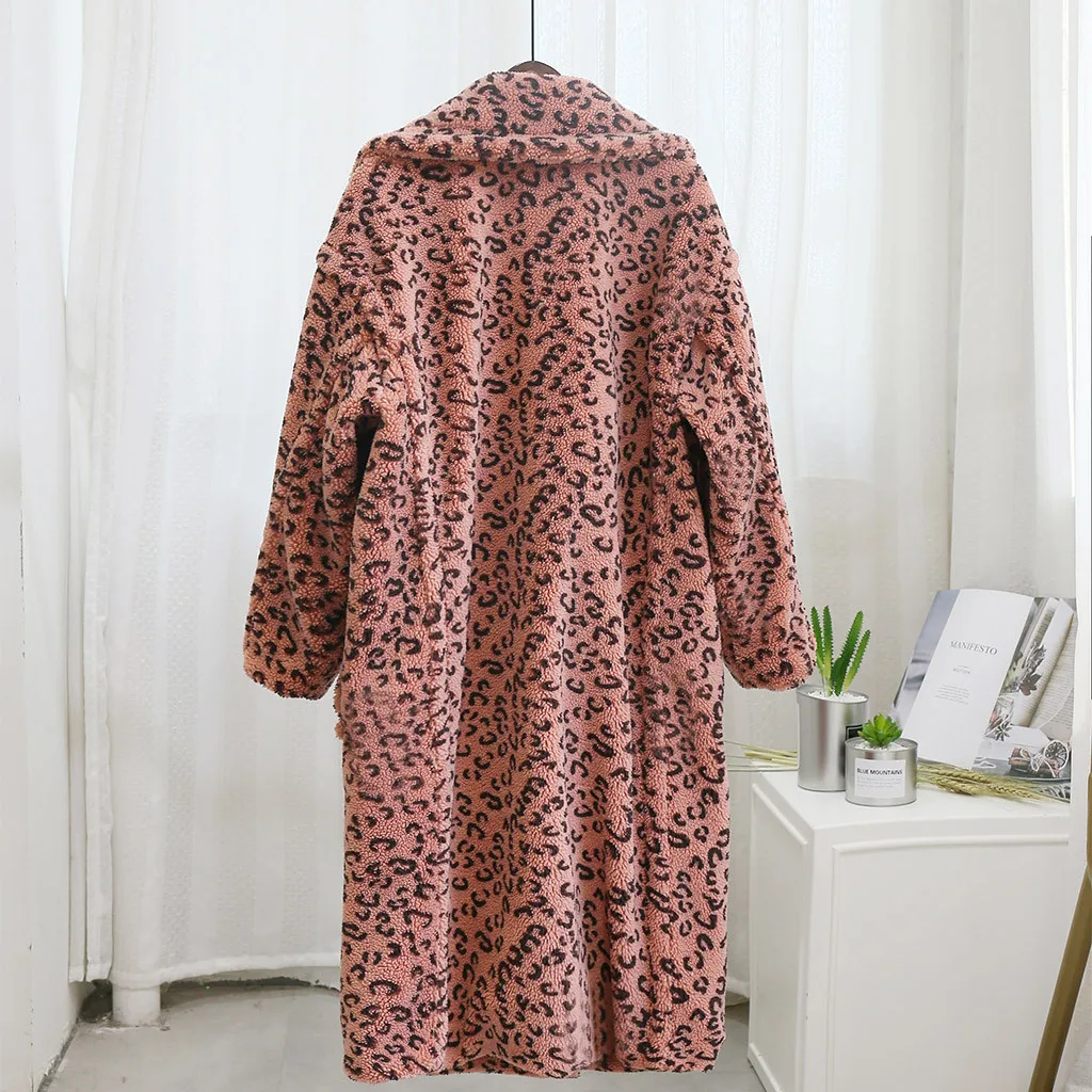 JAYCOSIN женское леопардовое пальто модное осенне-зимнее женское повседневное леопардовое пальто из искусственного меха длинная куртка-ветровка для женщин s