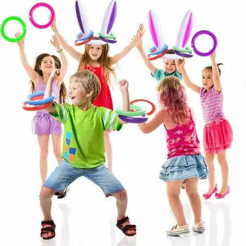 

Inflatable Easter Bunny Rabbit Ears Hat Ring Toss Easter Kids Game Toy Gift 2020
