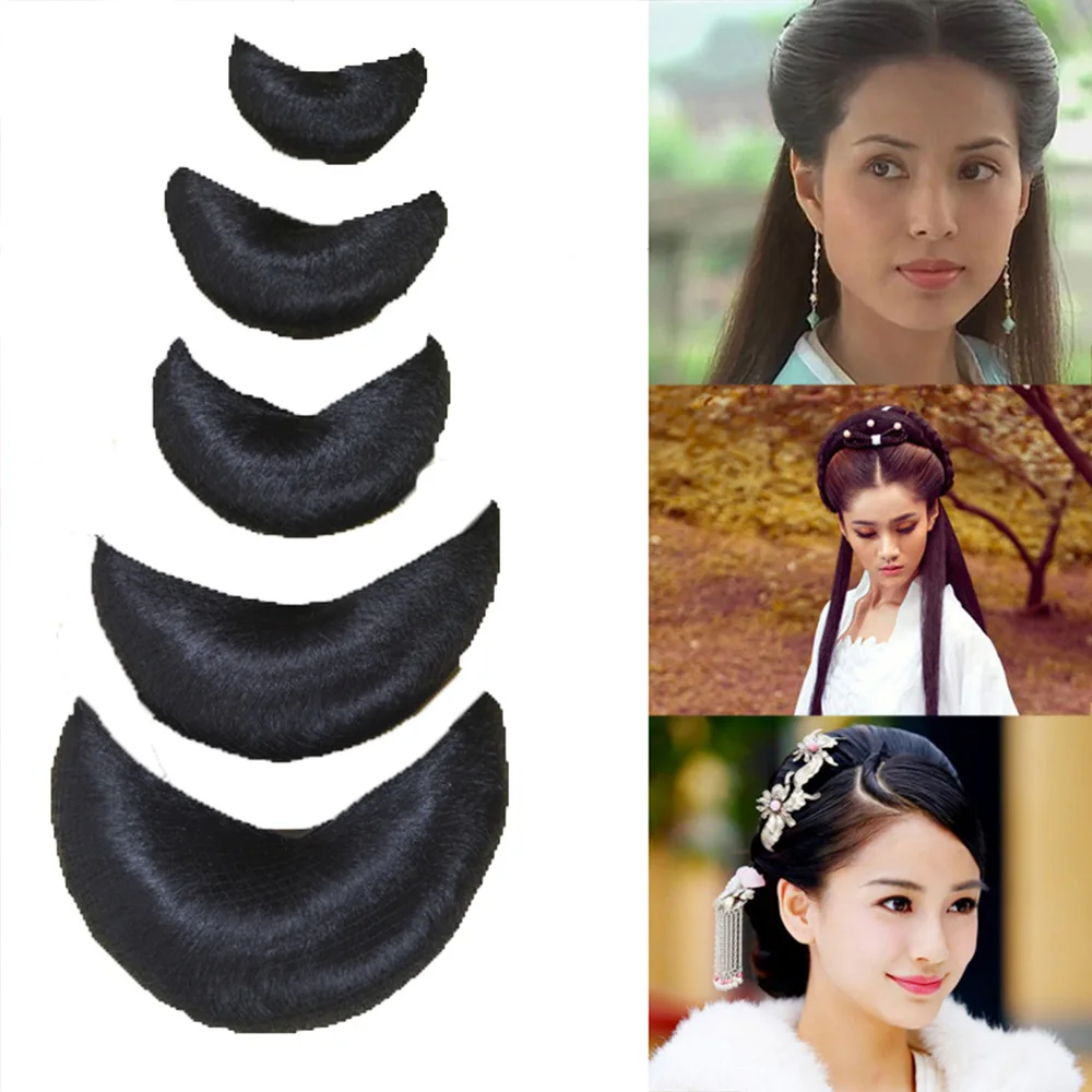 

AIYEE Clip in Hair Hairpiece Hair Bun Fashion Trend Black Hair Synthetic Fast Bun Pad for Performance Show Black Ox horn WIG