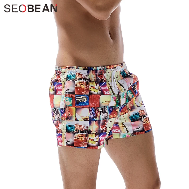 S-xl новые Seobean Цветочные мужские s обшитые мужские шорты пляжный купальник короткие мужские бермуды пляжная одежда бикини купальный костюм Быстросохнущий 858