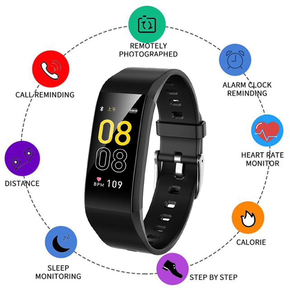 

Fashion Sport Smart Watch Men Women New Heart Rate Monitoring Blood Pressure Wristband Pedometer Waterproof Bluetooth Bracelet