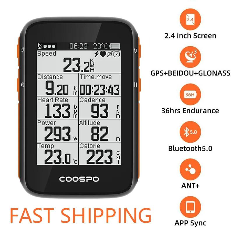 Беспроводной велокомпьютер CooSpo GPS спидометр одометр 2 4 дюйма BLE5.0 ANT +