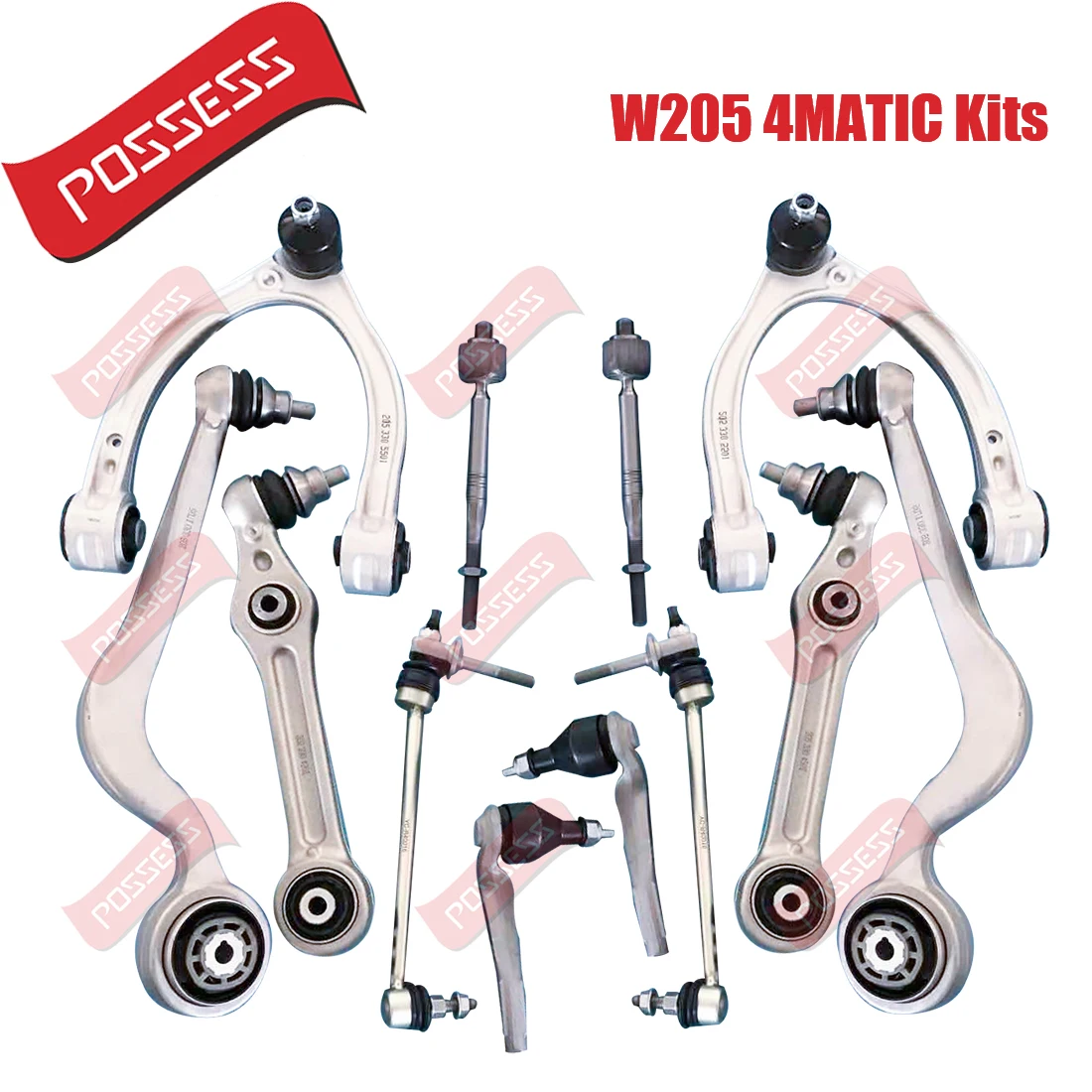 12 Pieces Front Axle Suspension Control Arm Stabilizer Link Tie Rod