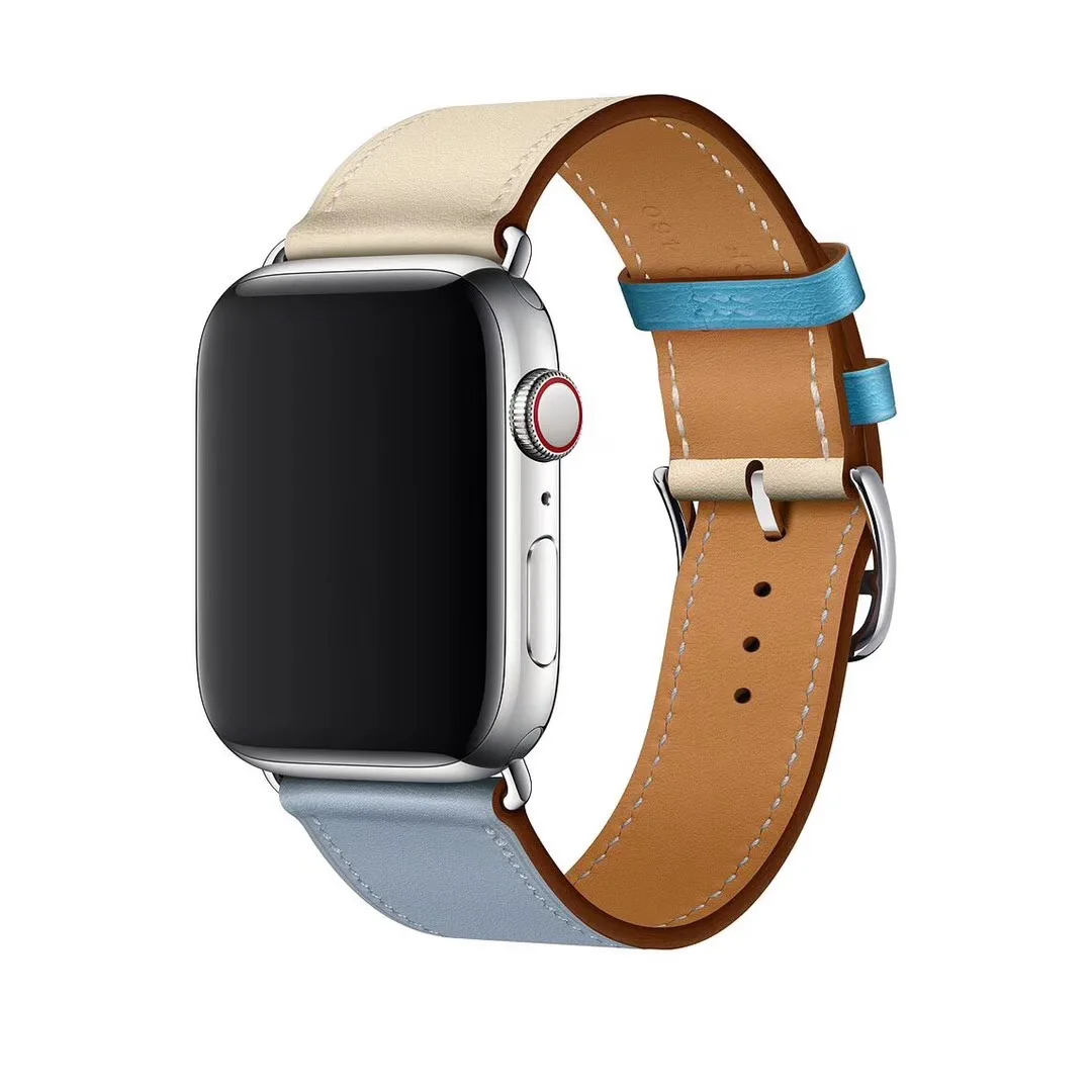 white blue Ремешок для наручных часов для Apple Watch, версии 3, 2, 1 Спортивный Браслет, 42 мм, 38 мм, 44 мм, ремешок для наручных часов iwatch, 4 полосным кожаная Петля - Цвет ремешка: white blue