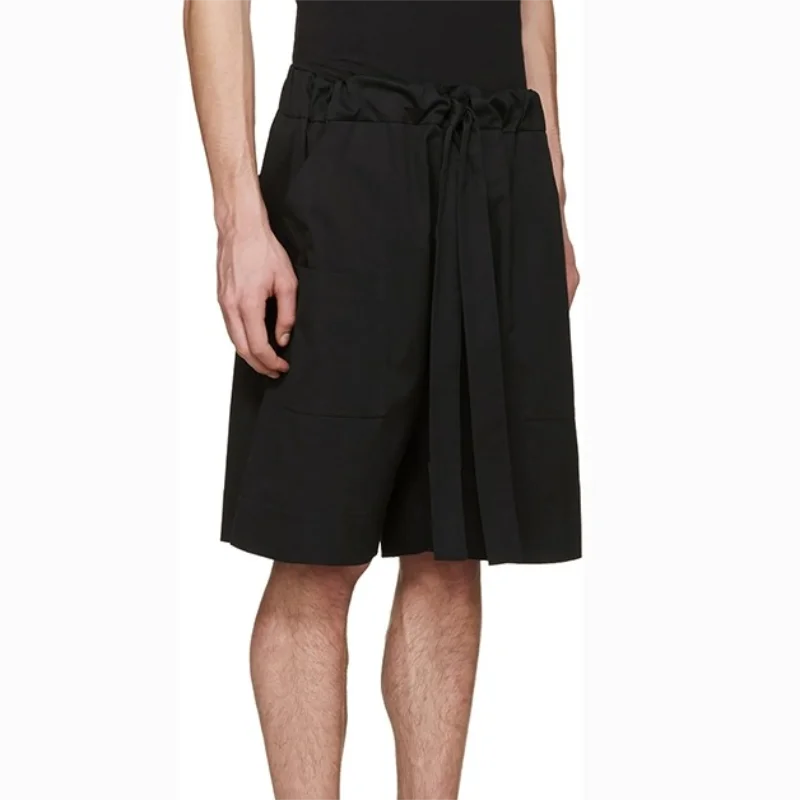 Men\'s stage wind niche design hairstylist fashion show original loose large size fashion belt wide leg pants clothing