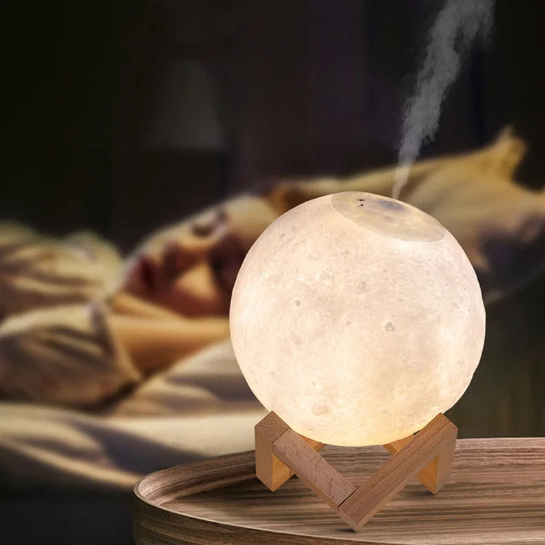 

Cross Border Online Celebrity 15 Cm Moon Light Humidifier 3D Large-Volume Mute Humidifier Small Night Lamp Gift