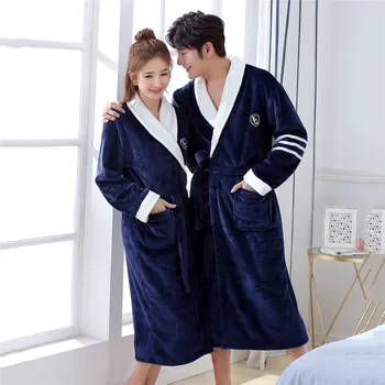 

Sleepwear Bathrobe For Men&women Coral Fleece Home Dressing Gown Solid Colour Intimate Lingerie Full Sleeve Kimono Bathrobe Gown
