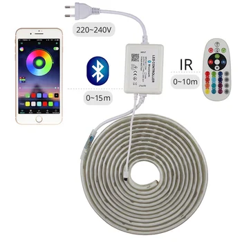 

220V LED Strip Light RGB SMD 5050 Waterproof flexible neon lights Outdoor decoration lamp 24 key Phone APP Remote control set