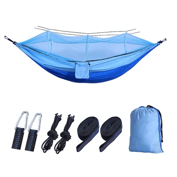 

Portable Outdoor Camping Hammock For Travel Garden Nylon Material Anti-Mosquito Nets Hunting Strength Parachute Sleeping Swing