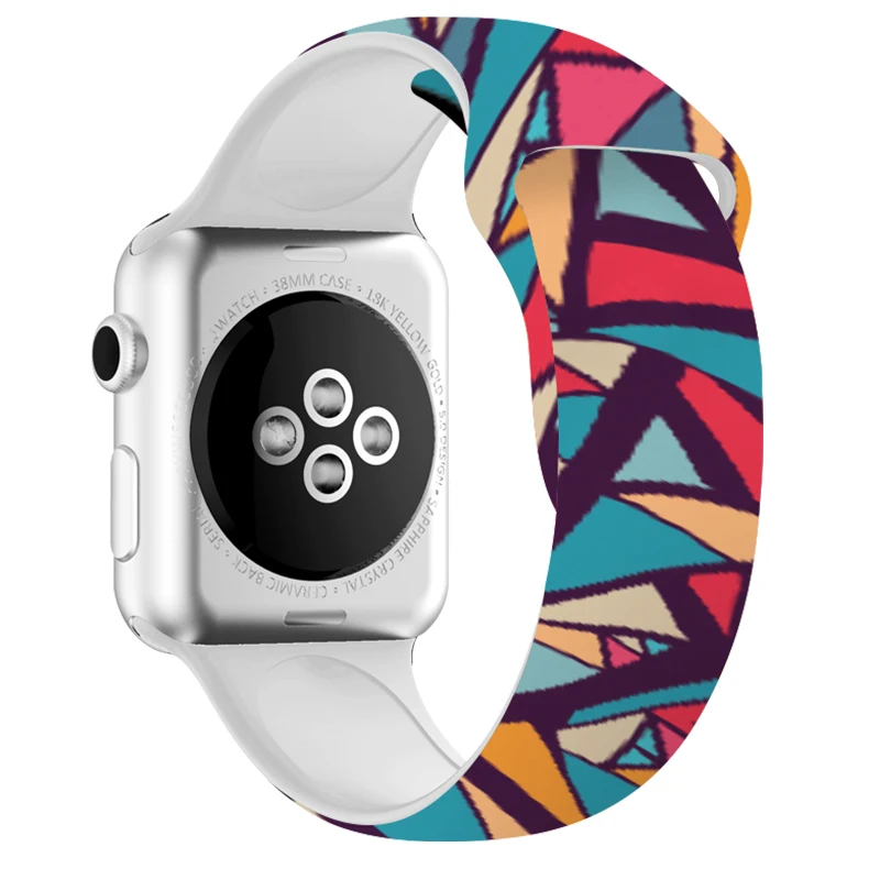 

40mm 44mm Printing Watch Bands For Apple Watch 4 Rubber Strap Sport Bracelet 42mm 38mm For Iwatch 3 2 1 Accessories