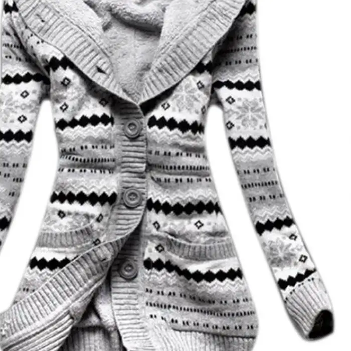 Pop Women Winter Thick Hooded Cardigans Sweaters Fleece Warm Solid Loose Knitted Coat Long Sleeve Knitwear Outerwear Pop 88