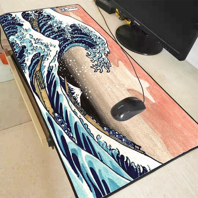 Grand tapis de souris Wave Off Art, en caoutchouc naturel, bord de  verrouillage, pour ordinateur PC de jeu, bureau, CS GO - AliExpress