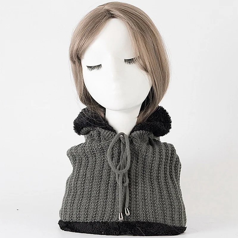 Женская вязаная шапочка-шарф, набор Skullies Beanies, Зимние головные уборы для мужчин и женщин, однотонная шапка, шапка