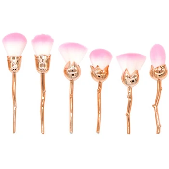 

6Pcs Rose Shape Makeup Brushes Gold Powder Make Up Flower Brushes Set Beauty Blush Brush
