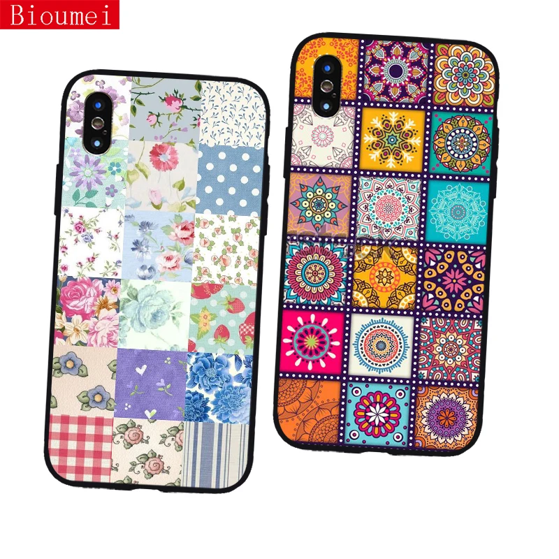 Bioumei seamless pattern vintage decorative phone case for iPhone XR XS Max X XS 5 6 6S 7 8  Plus Soft Back Cover Shell 71
