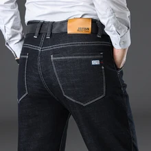 Осень зима новые черные синие толстые прямые стрейч джинсовые брюки мужские брендовые Классические Стильные мужские деловые модные джинсы