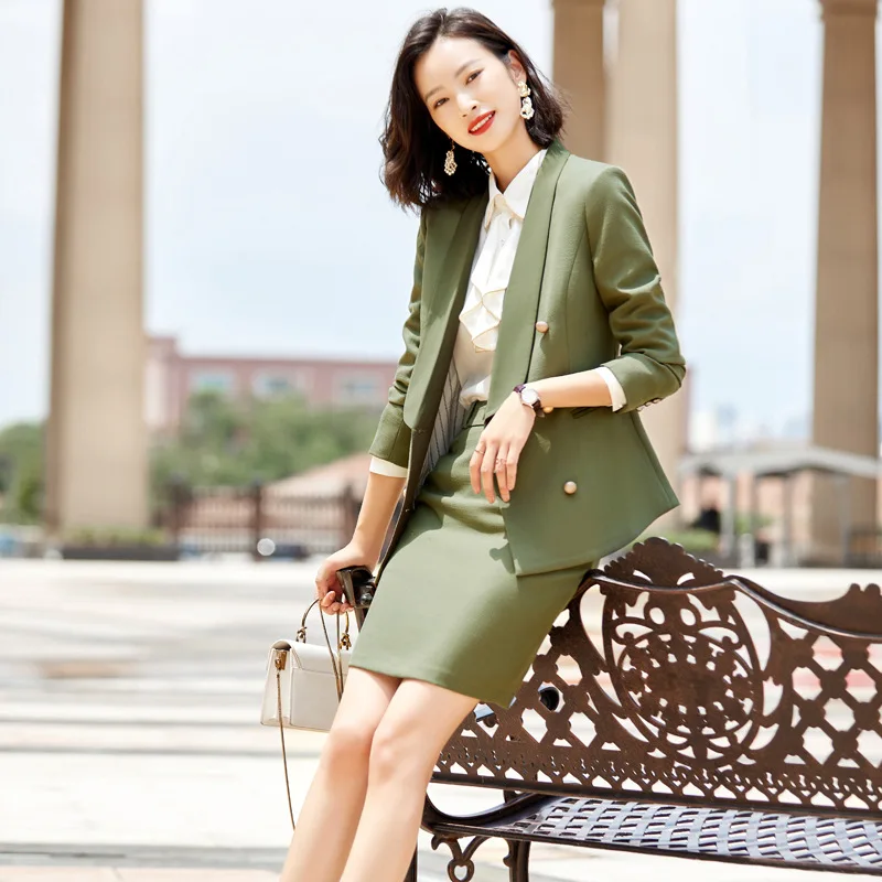 

Autumn and Winter New Women's Skirt Suit Business Wear Temperament High Quality Women's Jacket Office High Waist Slim Skirt