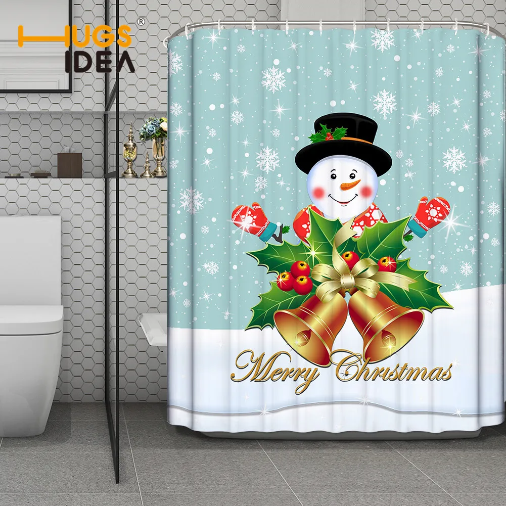 HUGSIDEA Merry Christmas занавеска для душа s Водонепроницаемая полиэфирная ткань занавеска для ванной моющаяся затемненная занавеска домашний декор - Цвет: CC3964Z32