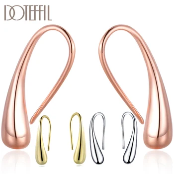 

DOTEFFIL 925 Silver/Rose Gold/Black Earring Fashion Jewelry Teardrop/Water drop/Raindrop Dangle Earrings For Women Jewelry