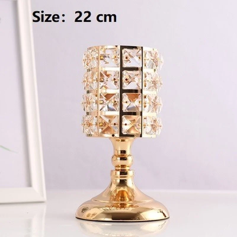 1pcs Exquisite Nordic Candlestick Ornaments Gold Crystal Candlestick Table Candle Holder for Home Christmas Wedding Decor Gifts - Цвет: 22 cm